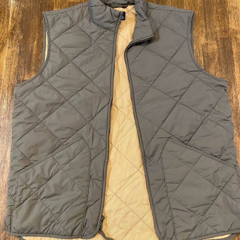 J. Crew Green Quilted Vest with Diamond Stitching